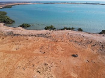 High angle view of beach against sky