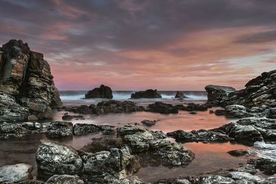 Scenic view of sea against sky during sunset