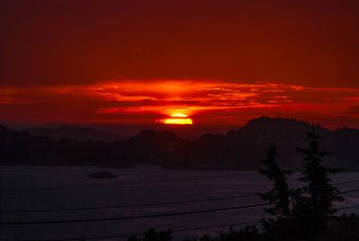 Silhouette of mountains at sunset