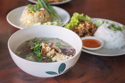 High angle view of meal served in bowl