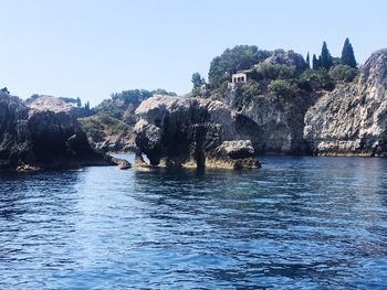 Scenic view of sea against clear sky