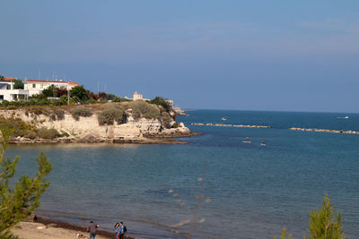 Scenic view of sea against clear sky