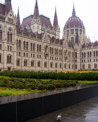 Building against sky with city in background