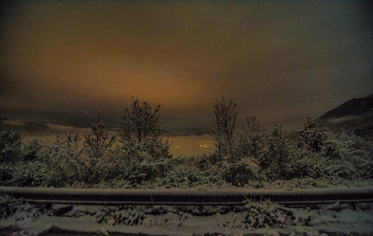 SCENIC VIEW OF SNOWY LANDSCAPE AT NIGHT