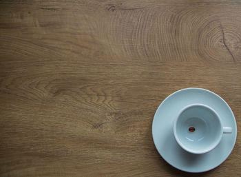 High angle view of empty coffee on table