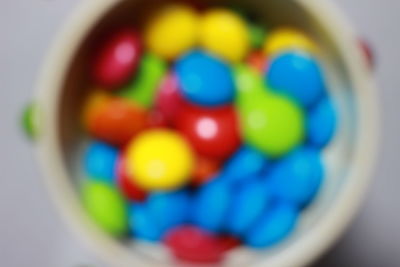 High angle view of colorful candies on table