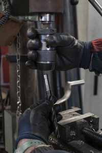 Close-up of worker working in factory