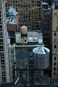 High angle view of buildings in city of manhattan new york