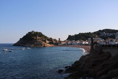 Scenic view of sea against clear sky