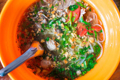 High angle view of food in bowl