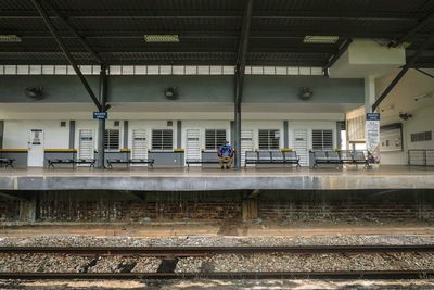 Train at railroad station platform