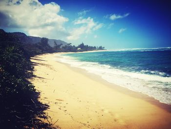 Scenic view of beach against sky