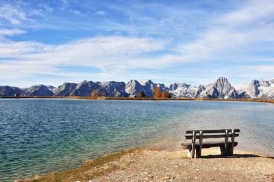 Scenic view of lake against sky