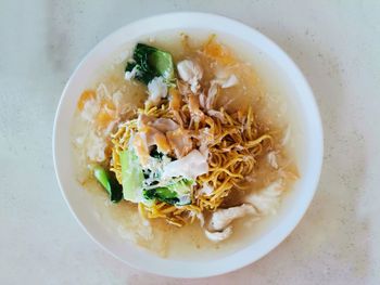 High angle view of food in bowl