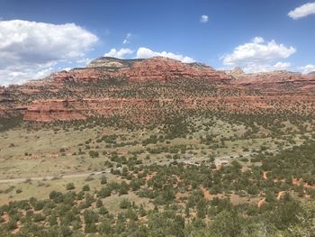 Scenic view of rocky mountains against sky