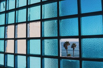 Full frame shot of sea seen through window