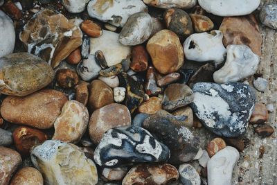 Full frame shot of pebbles on rocks