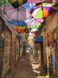 Multi colored walkway in city