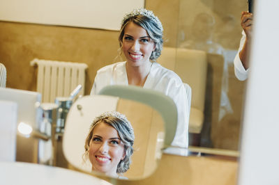 Portrait of bride at salon