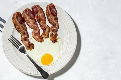 High angle view of breakfast served on table