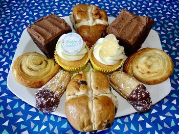 High angle view of cake on table