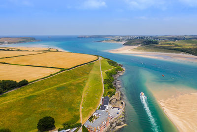 High angle view of beach against sky
