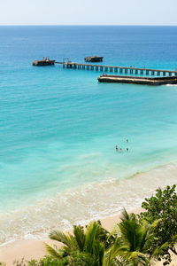 Scenic view of sea against clear sky