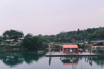 Scenic view of lake against clear sky