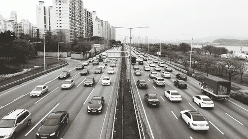 High angle view of cars on highways