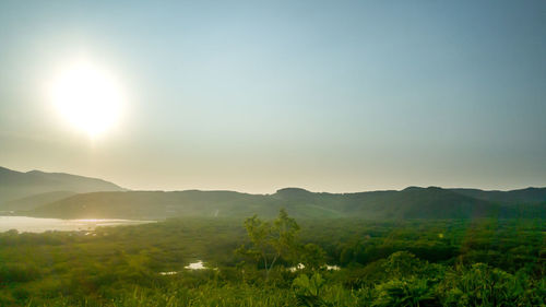 Scenic view of landscape against clear sky