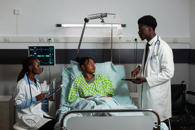 Female doctor working in clinic