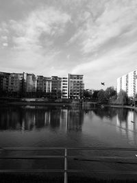 Reflection of city on water