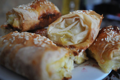 Close-up of breakfast served in plate