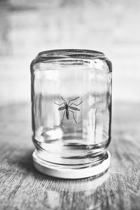 Close-up of drink in jar on table