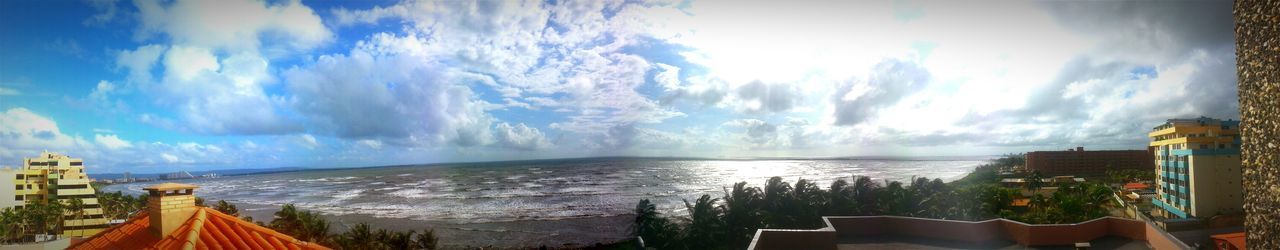 Scenic view of sea against cloudy sky