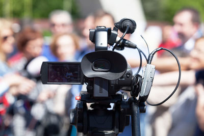 Close-up of video camera