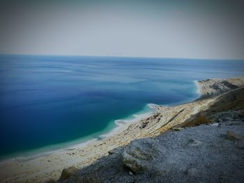 Scenic view of sea against clear sky