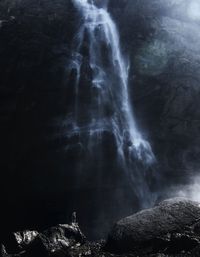 Low angle view of waterfall