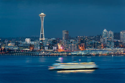 Illuminated cityscape at night