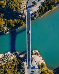 Aerial view of bridge over sea