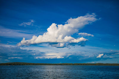 Scenic view of sea against blue sky