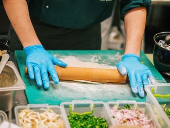 Woman preparing dough