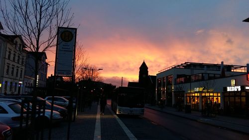 City street at sunset