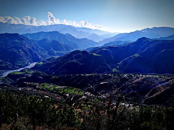 Scenic view of mountains against sky