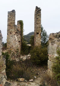 Low angle view of old ruin building