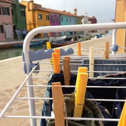Close up of clothes airer 