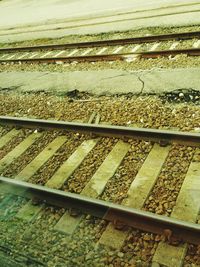 High angle view of railroad tracks