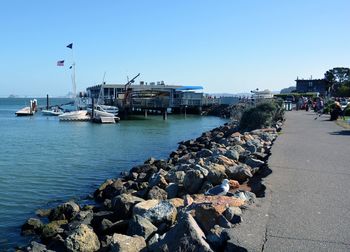 Scenic view of sea against clear sky