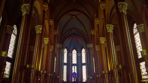 Low angle view of window in temple