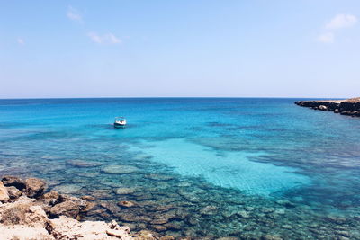 High angle view of boat in sea